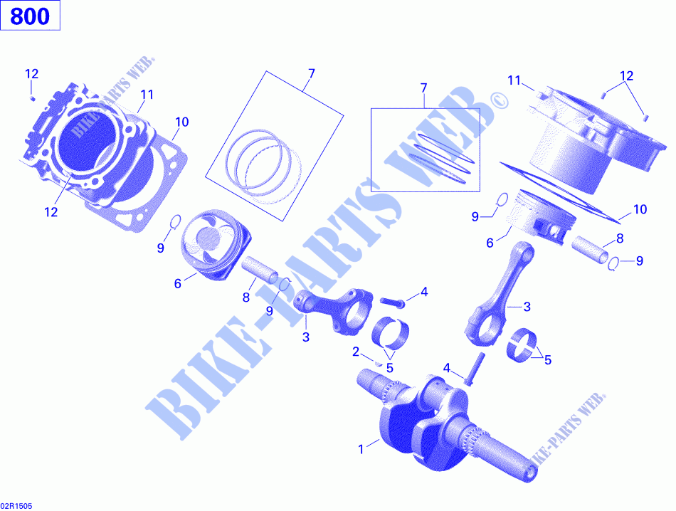 Cigüeñal, pistón y cilindro para Can-Am OUTLANDER 800R 2015