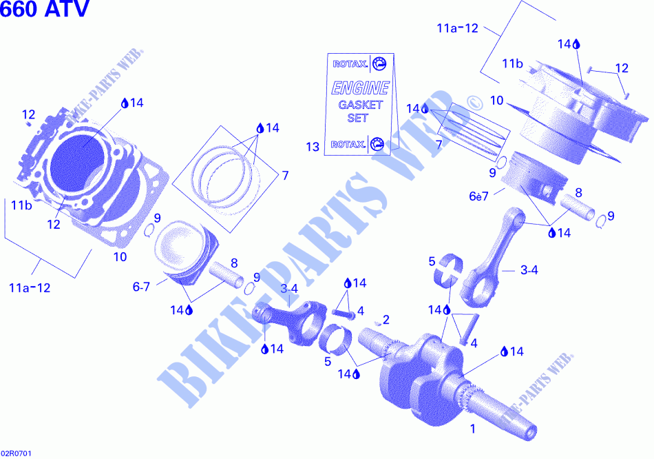 Cigüeñal, pistón y cilindro para Can-Am OUTLANDER 650 2007