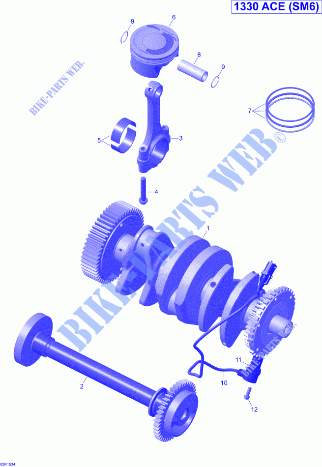 Cigüeñal, pistones y eje de equilibrio para Can-Am SPYDER RT-S SM6 2015