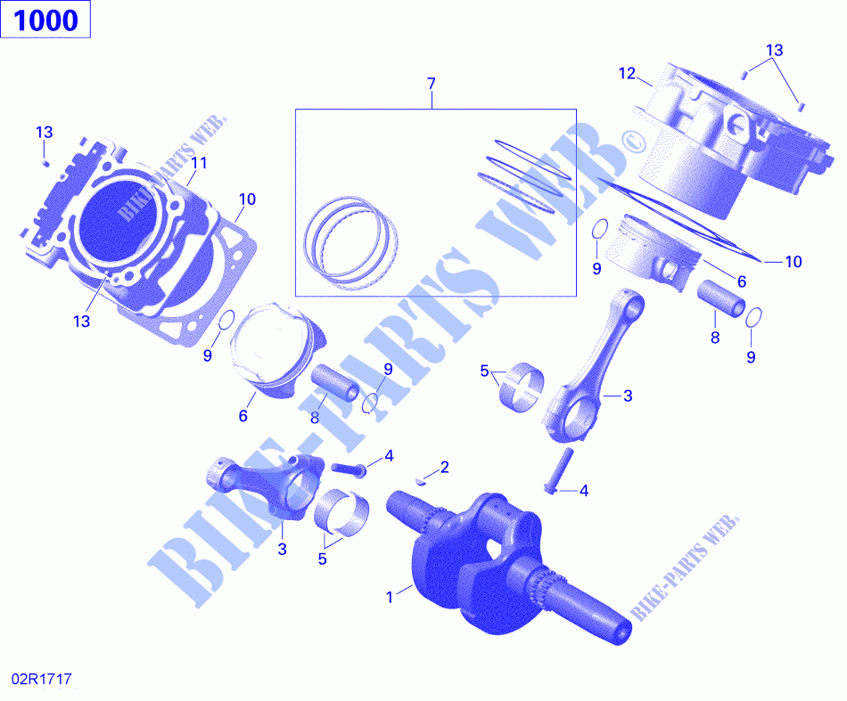 Cigüeñal, pistón y cilindro para Can-Am COMMANDER MAX 2017